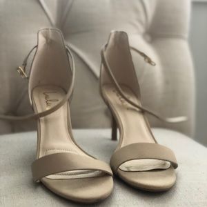 Lulus NUDE NUBUCK ANKLE STRAP HEELS